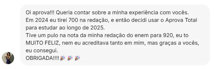 Depoimento de aluno: 700 → 920