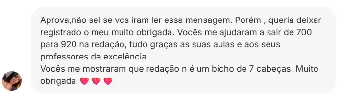 Depoimento de aluno: 700 → 920